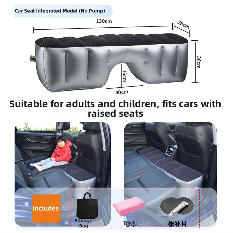 Автомобилно задно надуваемо легло за пътуване - бързо надуване, универсална съвместимост, PVC и флокирана тъкан, максимално натоварване 150 кг