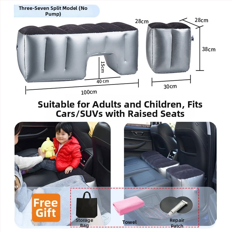 Автомобилно задно надуваемо легло за пътуване - бързо надуване, универсална съвместимост, PVC и флокирана тъкан, максимално натоварване 150 кг