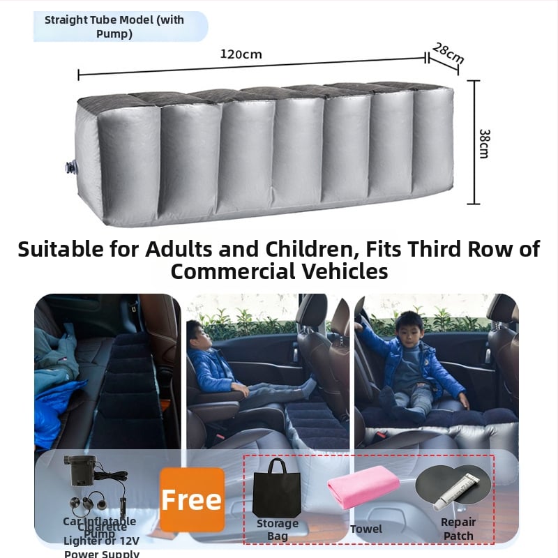 Автомобилно задно надуваемо легло за пътуване - бързо надуване, универсална съвместимост, PVC и флокирана тъкан, максимално натоварване 150 кг