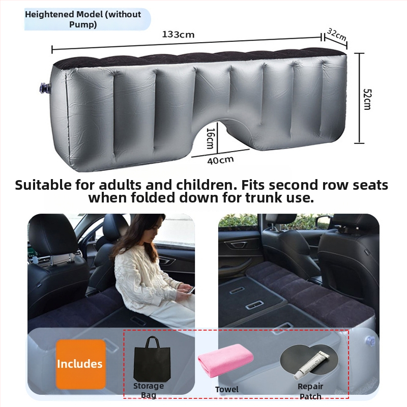 Автомобилно задно надуваемо легло за пътуване - бързо надуване, универсална съвместимост, PVC и флокирана тъкан, максимално натоварване 150 кг