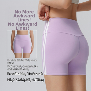 Ženski šorc za vježbanje s dužinom tri četvrtine, brzo se suši, za jogu i fitness; sastav 80% najlona, 20% spandeks; jednostrani spandeks