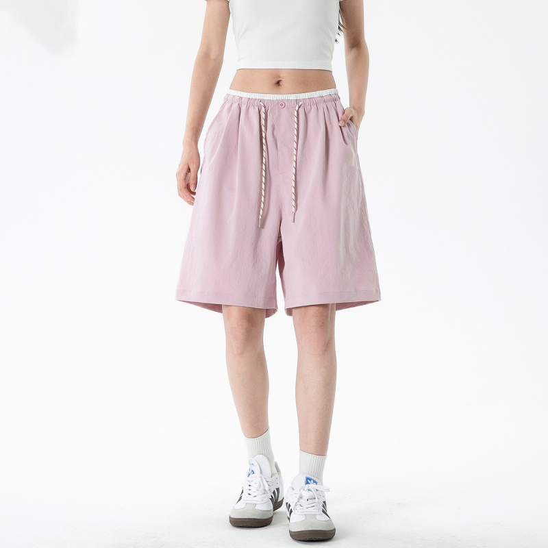Woodpecker ženske sportske šorcice, Dopamine, ljeto 2025, poliester (95%+), Ice Silk brzo sušeći materijal, cargo casual stil, srednji pojas, pet duljina