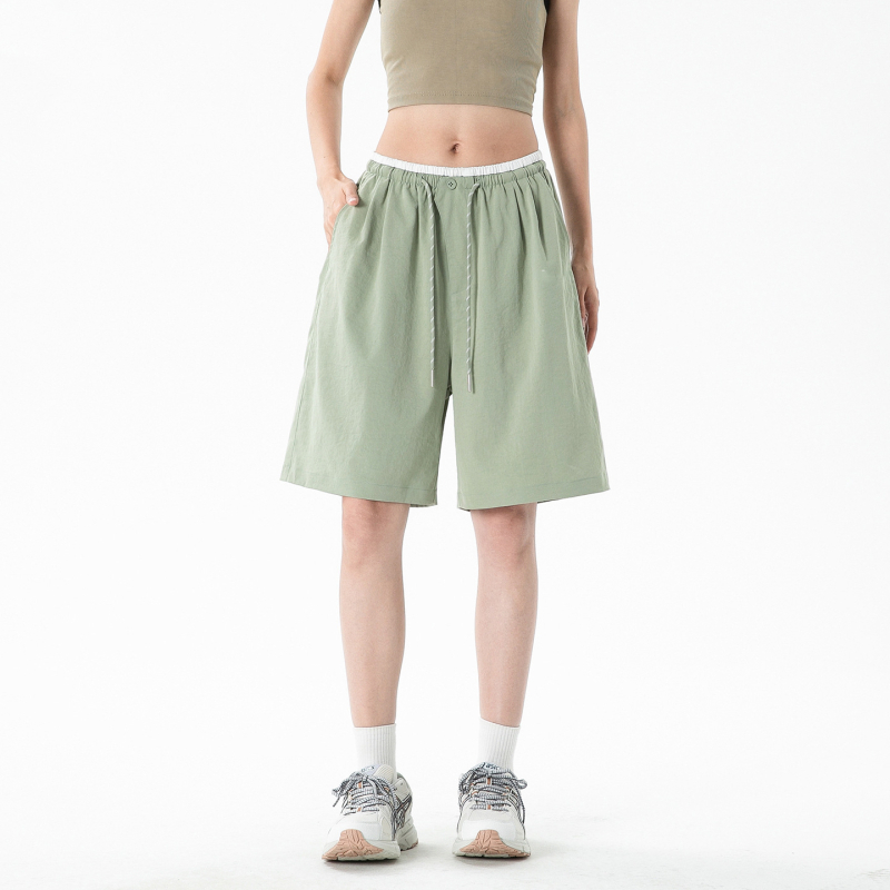 Woodpecker ženske sportske šorcice, Dopamine, ljeto 2025, poliester (95%+), Ice Silk brzo sušeći materijal, cargo casual stil, srednji pojas, pet duljina