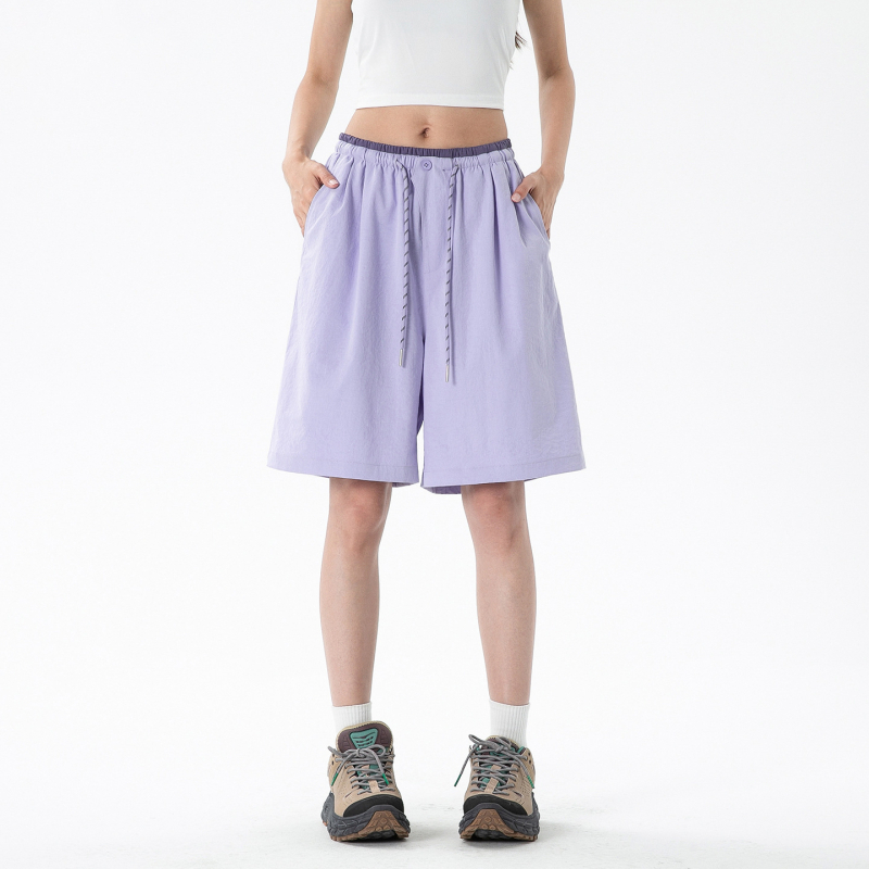 Woodpecker ženske sportske šorcice, Dopamine, ljeto 2025, poliester (95%+), Ice Silk brzo sušeći materijal, cargo casual stil, srednji pojas, pet duljina