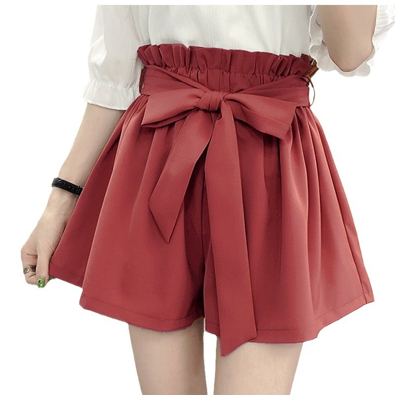 Ženske hlače s visokim strukom i širokim krojem od pamuka s vezom, duljina 3/4, casual proljeće-ljeto