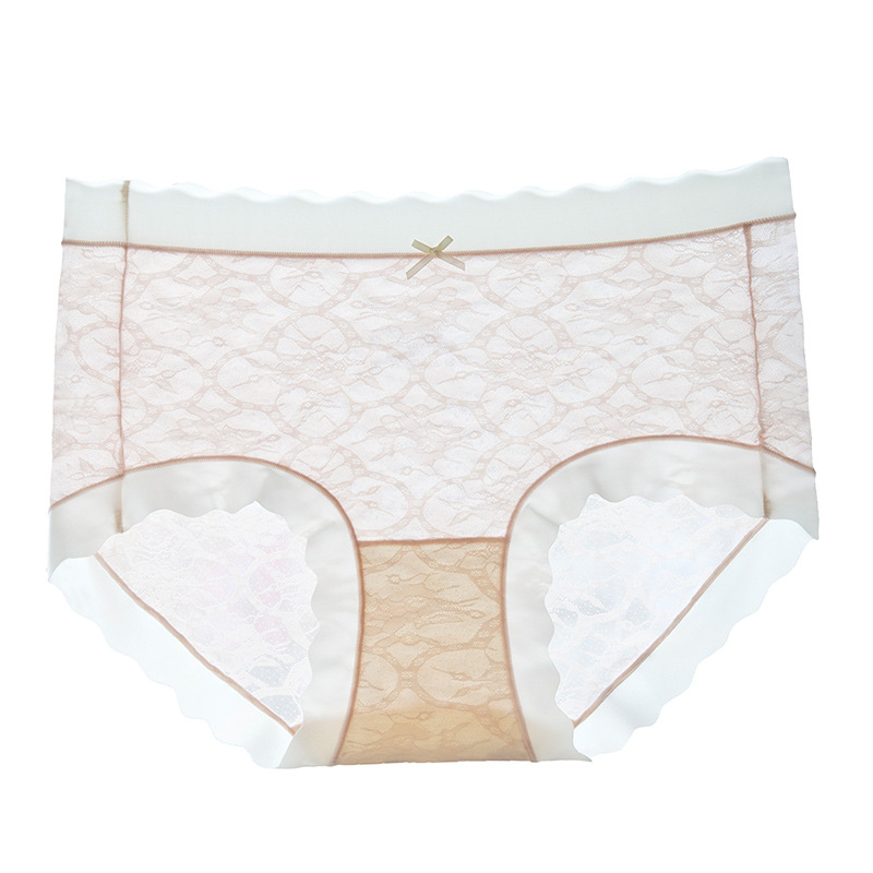 Ženske gaćice od najlona s čipkom, trokutaste gaćice, jacquard tkanina, podstava od svile Mulberry, srednji pojas