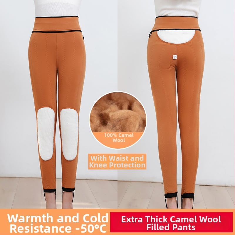 Naiste puuvillased püksid kamelliveleuuri, vooder fleece, ülikõrge paksus, soojad, kõrge elastsus