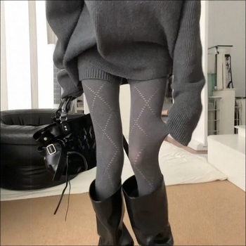 Ženske pamucne hulahopkolgotice s dijamantnim uzorkom, oblikovanje tijela, tanke, za sve sezone