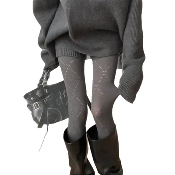 Ženske pamucne hulahopkolgotice s dijamantnim uzorkom, oblikovanje tijela, tanke, za sve sezone