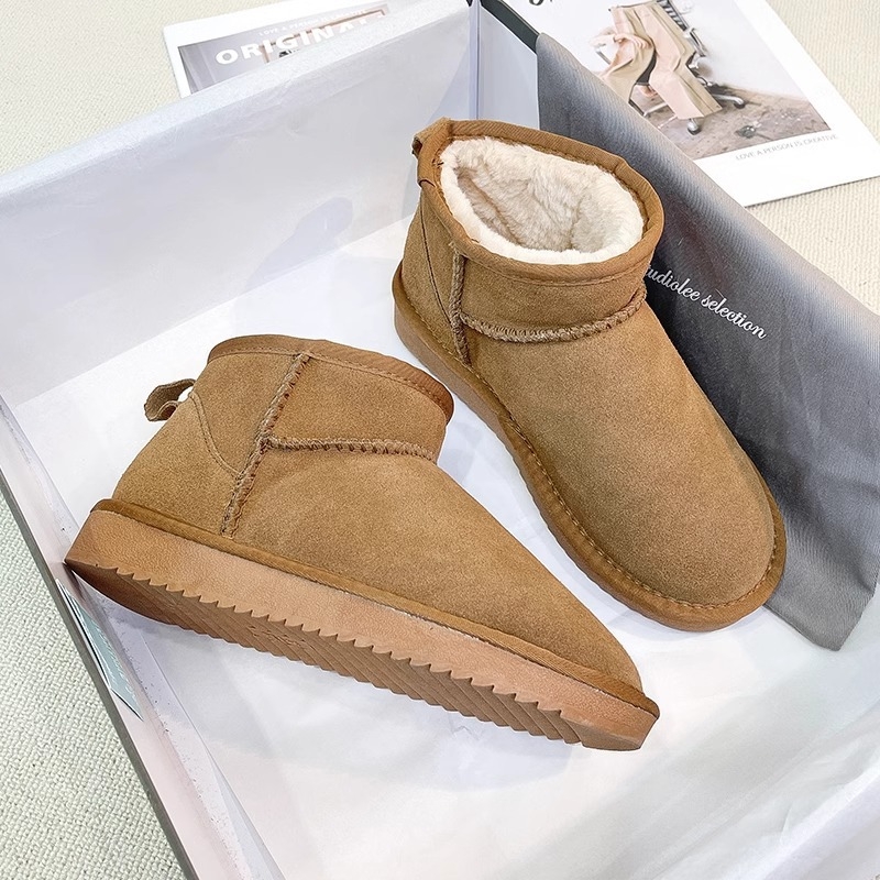 Ženske snježne čizme srednje visine, korejskog stila, podstava od umjetnog pliša, gornji dio od pamuka, gumena potplata