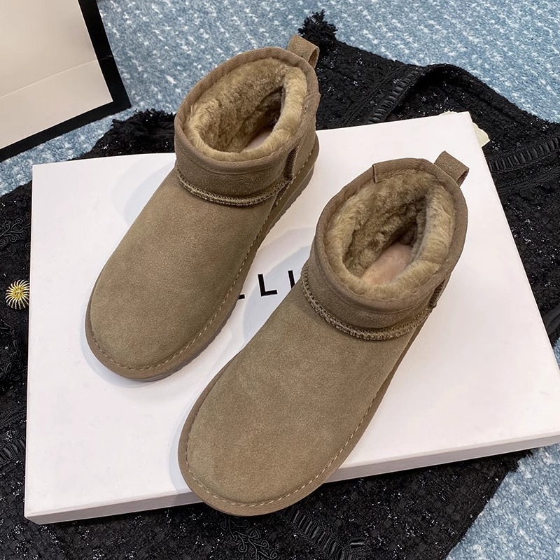 Ženske snježne čizme srednje visine, korejskog stila, podstava od umjetnog pliša, gornji dio od pamuka, gumena potplata