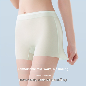 Pantaloni de siguranță fără cusături pentru femei, Ice Silk, talie înaltă, căptușeală între picioare 100% bumbac, 66% nylon, anti-transparent