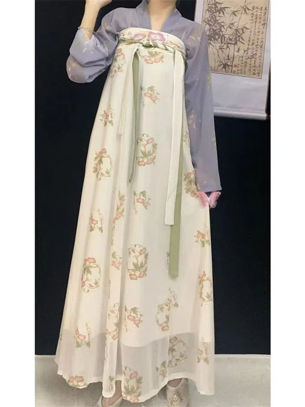 Ханфу рокля, лято 2023, 90-95% полиестер, печатане и багрене