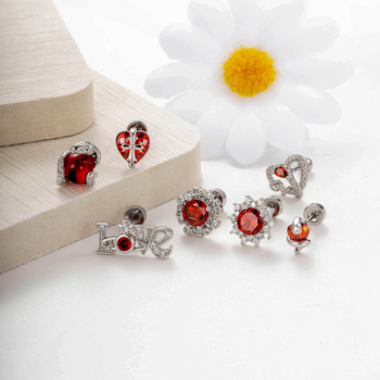 Ear Bone Stud – snaigių formos, baltas kristalas, elektroplatinis metalas, unisex mada