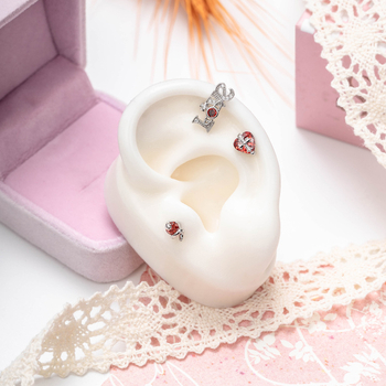 Ear Bone Stud – snaigių formos, baltas kristalas, elektroplatinis metalas, unisex mada