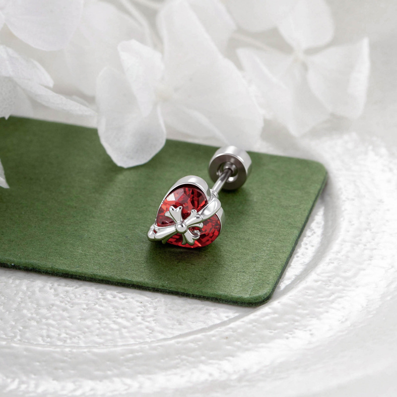 Ear Bone Stud – snaigių formos, baltas kristalas, elektroplatinis metalas, unisex mada