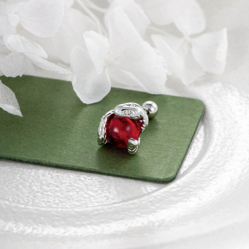 Ear Bone Stud – snaigių formos, baltas kristalas, elektroplatinis metalas, unisex mada