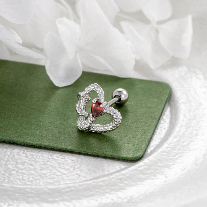 Ear Bone Stud – snaigių formos, baltas kristalas, elektroplatinis metalas, unisex mada