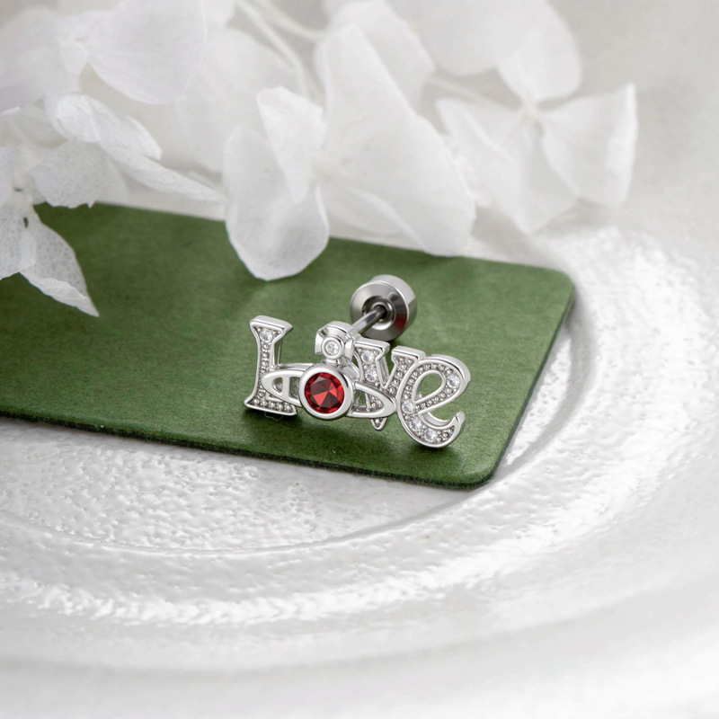 Ear Bone Stud – snaigių formos, baltas kristalas, elektroplatinis metalas, unisex mada