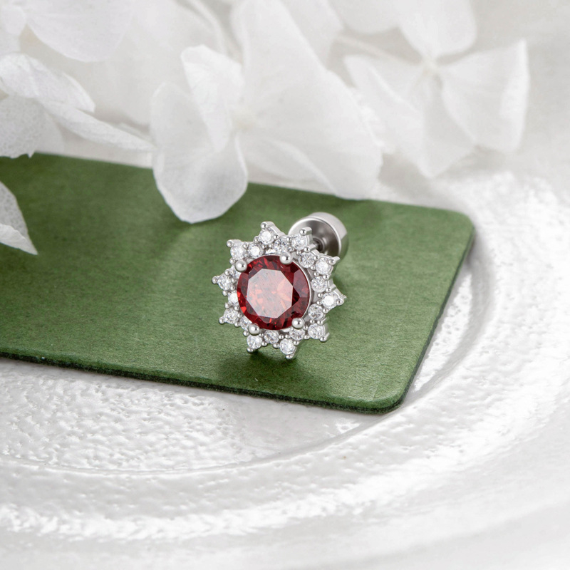 Ear Bone Stud – snaigių formos, baltas kristalas, elektroplatinis metalas, unisex mada