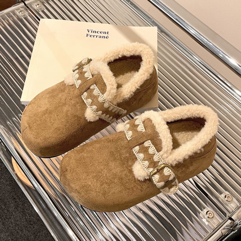 Zimske ženske pamučne cipele s flis podstavom, 3–5 cm visokih pet, gornji materijal: super vlakna, unutarnji dio: umjetni kratki pliš, gumena potplat.