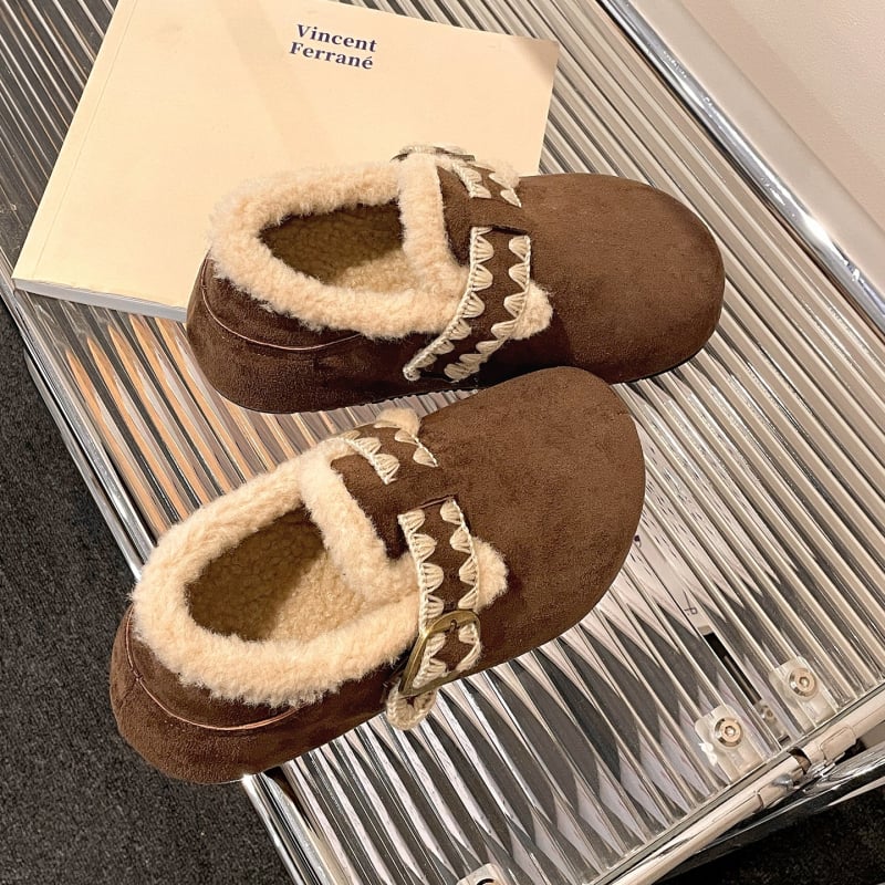 Zimske ženske pamučne cipele s flis podstavom, 3–5 cm visokih pet, gornji materijal: super vlakna, unutarnji dio: umjetni kratki pliš, gumena potplat.