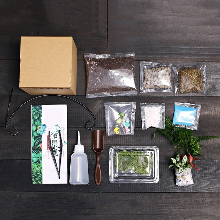 18-os osaline DIY mini sammalmaastiku komplekt koos siidiliste lilledega, Turtle Back tõug, pulmadeks