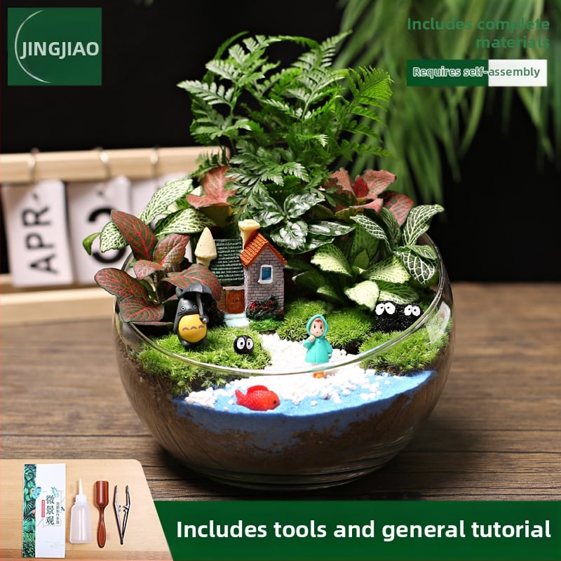 18-os osaline DIY mini sammalmaastiku komplekt koos siidiliste lilledega, Turtle Back tõug, pulmadeks