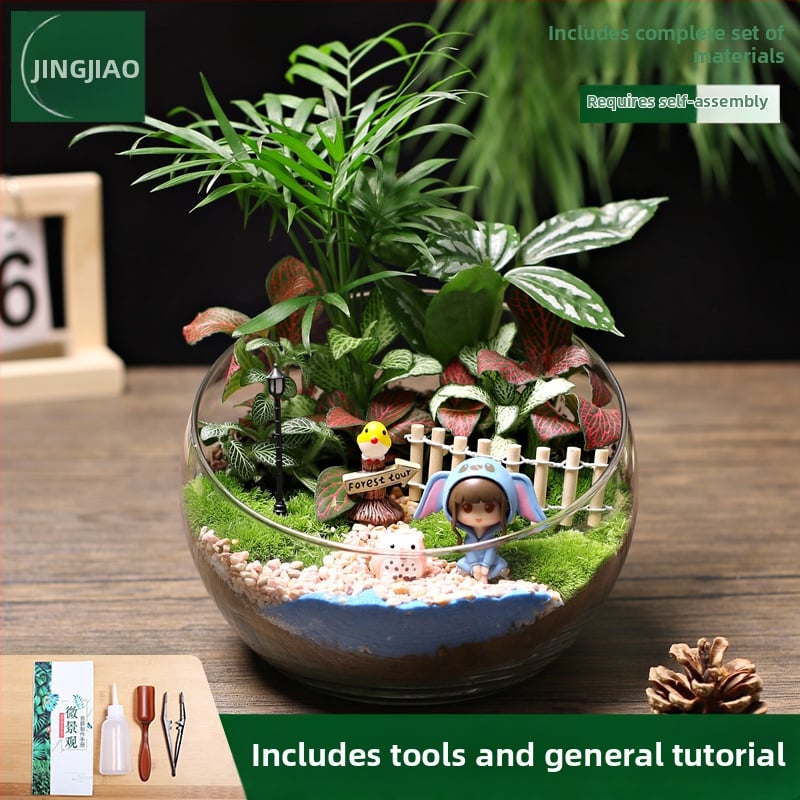 18-os osaline DIY mini sammalmaastiku komplekt koos siidiliste lilledega, Turtle Back tõug, pulmadeks