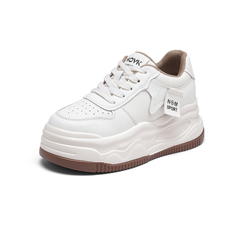 Ženske casual cipele od prave kože, okrugli vrh, dvostruki gornji dio od kože goveda, petu 6-8 cm, potplat od poliuretana