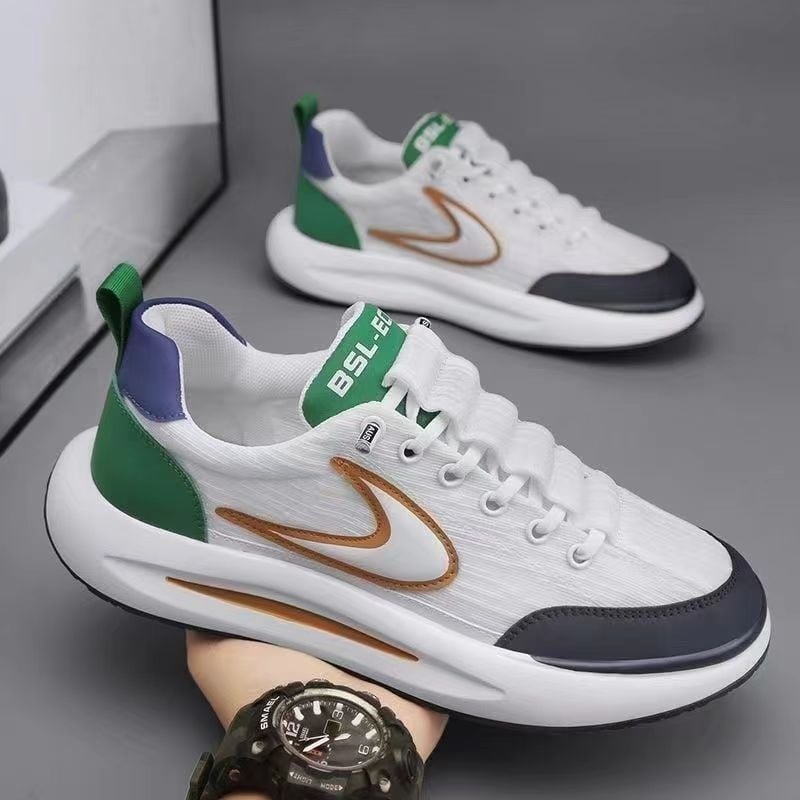 Meeste sportlikud igapäevased jalanõud, hingav võrgust ülemine, injektsiooniga vormitud tald, elastne sulgemine, madal pahkluu, ümmargune varvas