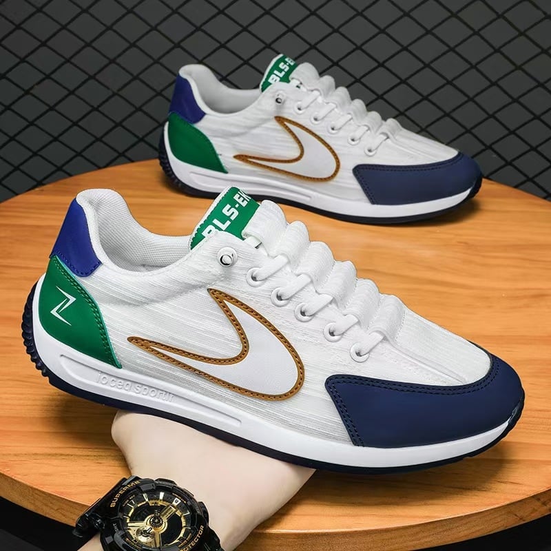 Meeste sportlikud igapäevased jalanõud, hingav võrgust ülemine, injektsiooniga vormitud tald, elastne sulgemine, madal pahkluu, ümmargune varvas