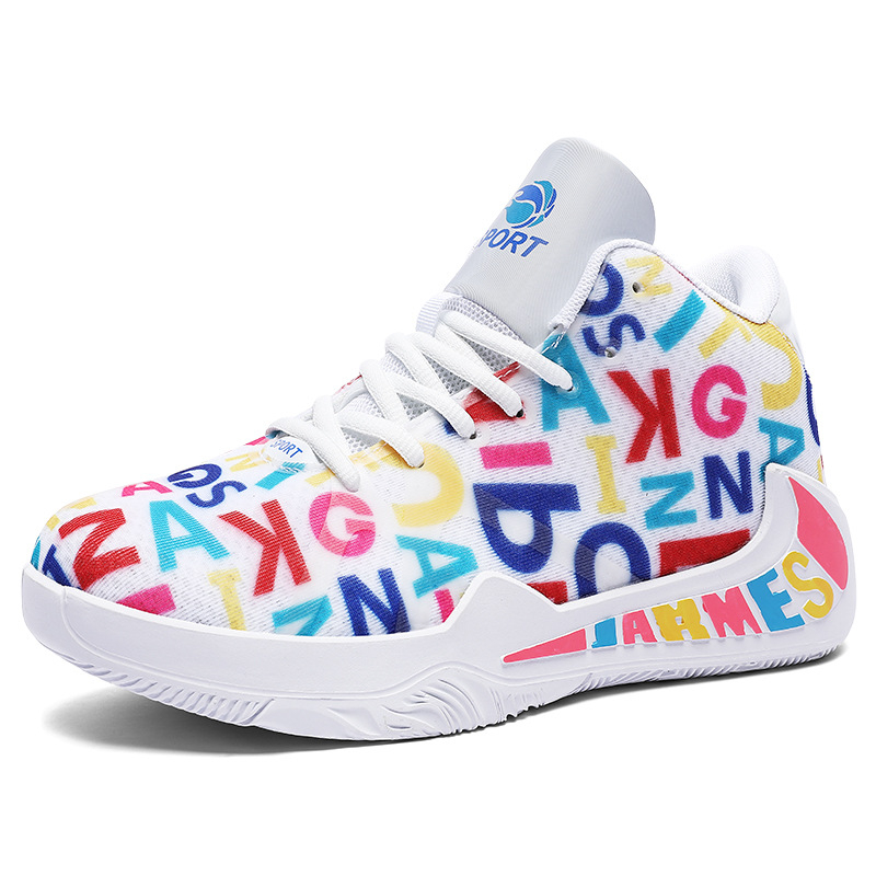 Basketbola kurpes ar augstu augšdaļu; augšdaļa: tīkla materiāls + sintētiskā āda; zole: gumija; elpojošas; pretslidēšanas