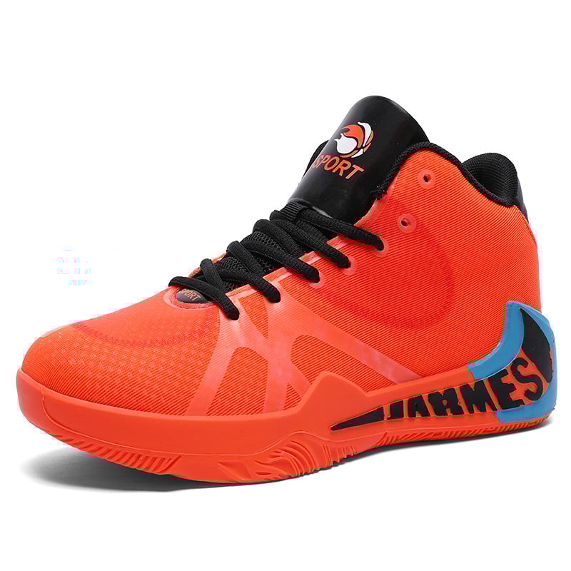 Basketbola kurpes ar augstu augšdaļu; augšdaļa: tīkla materiāls + sintētiskā āda; zole: gumija; elpojošas; pretslidēšanas