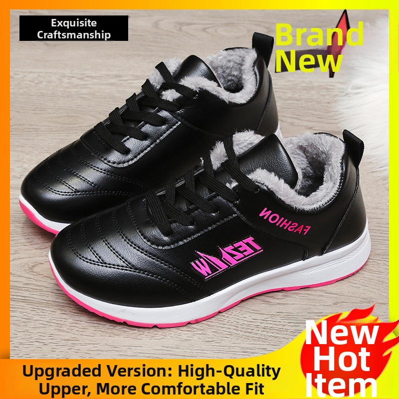 Dámske športové tenisky s koženým vrškom a kožušinovou podšívkou, okrúhla špička, nízky podpätok 1–3 cm, viazanie na šnúrky, podrážka injekčne lisovaná