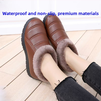 Ženske pamučne zimske cipele - ravni potplat, protuklizne, tople, PU gornji dio vodootporan, unutarnja podstava od umjetnog pliša