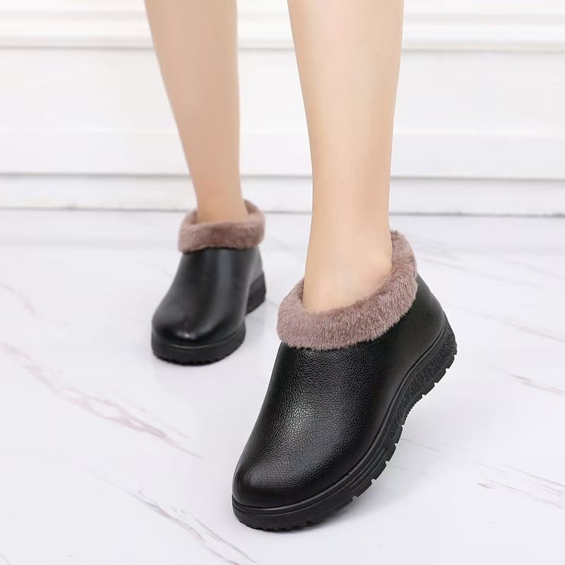 Ženske pamučne zimske cipele - ravni potplat, protuklizne, tople, PU gornji dio vodootporan, unutarnja podstava od umjetnog pliša