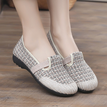 Sieviešu auduma Slip-On kurpes, ar elastīgu aizdari, neslīdoša gumijas zole, punktu raksts