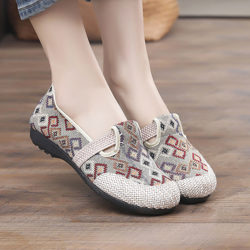 Sieviešu auduma Slip-On kurpes, ar elastīgu aizdari, neslīdoša gumijas zole, punktu raksts