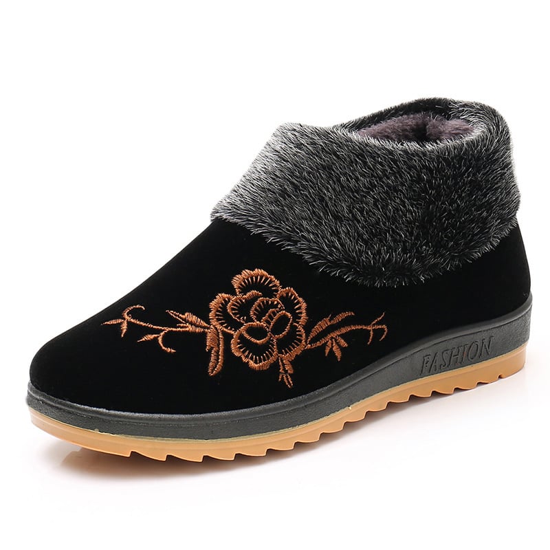 Tekstilne cipele za starije osobe s fleeceom, PU gornji dio, srednja visina, gumeni potplat, slip-on