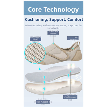 Ženske casual cipele s Velcro zatvaračem, mrežasti gornji dio, anti-slip gumeni đon, ravni đon