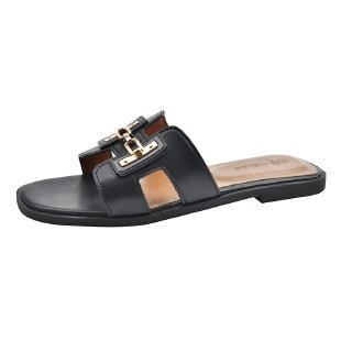 Ženske sandale s otvorenim prstom, ravna potplata, korejskog stila, PU gornji dio, gumena potplata, prozračne, lagane, ploska potplata, ljeto 2025