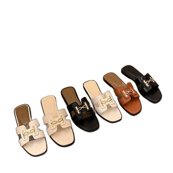 Ženske sandale s otvorenim prstom, ravna potplata, korejskog stila, PU gornji dio, gumena potplata, prozračne, lagane, ploska potplata, ljeto 2025