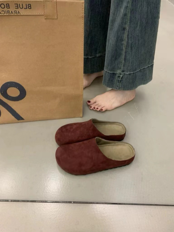 Unisex šlepetės Birkenstock stiliaus, PU viršus, apvalios pirštų formos, slip-on, dirbtinės odos įdaila, guminis padas