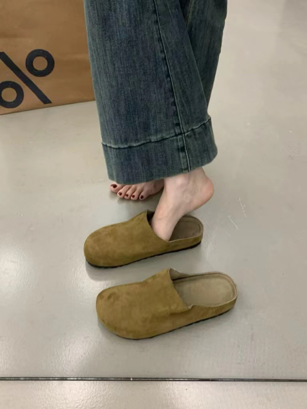 Unisex šlepetės Birkenstock stiliaus, PU viršus, apvalios pirštų formos, slip-on, dirbtinės odos įdaila, guminis padas