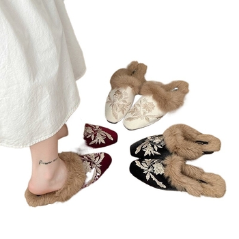 Ženske PU mule papuče s gumom na potplatu, lagane, antislip, otporne na habanje, vintage stil (PU gornji dio, gumeni potplat, lagane, antislip, otporne na habanje)