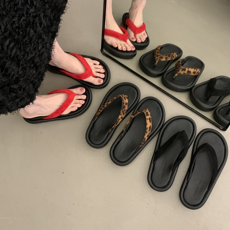 Ženski leopard print flip-flopovi; gornji dio: Xi Shi baršun; potplat: guma; debljina potplata: 0–3 cm; stil: korejska verzija; sezona: ljeto 2025