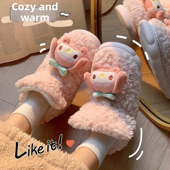 Siltas kokvilnas čības ar fleece oderi, augsta aizmugure, anti-slip bieza zole, iekšējai un ārējai lietošanai (sievietēm un vīriešiem)