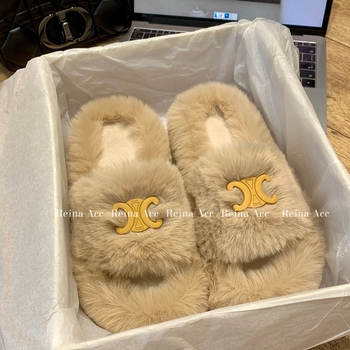 Sieviešu pūkainas čības ar atvērtu pirkstu, viengabala dizains, apaļš pirksta forma, pūkaina odere un vamp, gumijas zole, Korejas stils