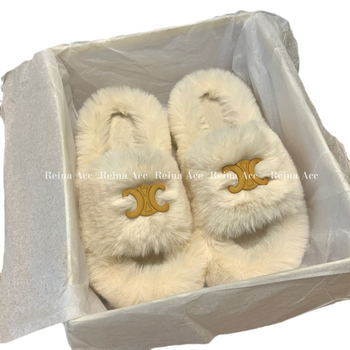 Sieviešu pūkainas čības ar atvērtu pirkstu, viengabala dizains, apaļš pirksta forma, pūkaina odere un vamp, gumijas zole, Korejas stils